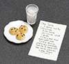 Dollhouse miniature NOTE TO SANTA WITH  MILK & COOKIES