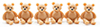 Dollhouse miniature TEDDY BEARS, 6 PIECES