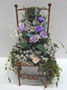 Dollhouse Miniature Iron Chair/Floral Arrangement