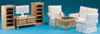 Dollhouse Miniature Oak Living Room, 8pc