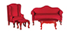 Dollhouse Miniature QA Living Room Set, Red, 4pc