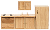 Dollhouse Miniature Modern Kitchen Set, Oak, 4Pc