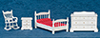 Dollhouse Miniature Bedroom Set, 4 Pc, White