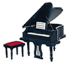 Dollhouse Miniature Baby Grand Piano with Stool, Black