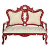 Dollhouse Miniature Victorian Sofa, Mahogany/White