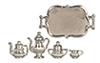 Dollhouse Miniature Tea Set, Silver Plated