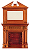 Dollhouse Miniature Fireplace with Mirror, Walnut