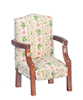 Dollhouse Miniature Chair, Floral/Walnut