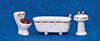 Dollhouse Miniature Bathroom Set, Black & Pink Border, 3Pc