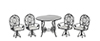 Round Table Set, 5 pc., Black