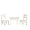 Dollhouse Miniature Child's Table with Chairs, White