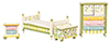 Dollhouse Miniature Springtime Bedroom, 4Pc