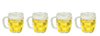 4 Filled Beer Mugs