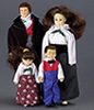 Dollhouse Miniature Victorian Doll Family, 4Pc, Brown Hair