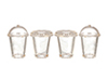 Glasses, 2 Round Top, 2 Flat Top, 4 Pieces