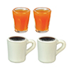 Coffee and  Orange Juice, 2 pc. Each
