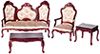 Dollhouse Miniature Rococo Living Room Set, 4 pc