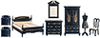 Dollhouse Miniature Bedroom Set, 8Pc, Black