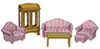 Dollhouse Miniature1/2 In Living Room Set, 6Pc