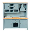 Sink Stove, Cabinet, Blue, Oak