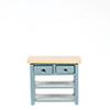 Small Kitchen Table with Drawers, Blue, Oak