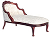 Dollhouse Miniature Fainting Couch, White, Mahogany