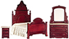 Dollhouse Miniature Bedroom Set, 3 Pc, Mahogany