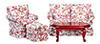 Dollhouse Miniature Small Living Room, 4Pc, Mahogany