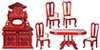 Dollhouse Miniature Dining Room Set, 6Pc, Mahogany