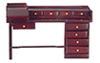 Dollhouse Miniature Nine Drawer Desk, Mahogany