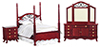 Dollhouse Miniature Double Bedroom Set, 3 pc, Mahogany
