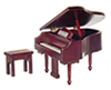 Dollhouse Miniature Grand Piano, Mahogany