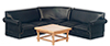 Dollhouse Miniature Corner Sofa Set, 4 pc, Black, Oak
