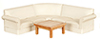 Dollhouse Miniature Corner Sofa Set, 4 pc, White, Oak