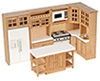 Dollhouse Miniature Kitchen Set, 6Pc, Oak