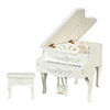 Carved Piano with Stool, White