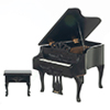 Carved Piano with Stool, Black