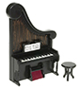 Dollhouse Miniature Harp with Stool, Black