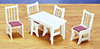 Dollhouse Miniature Kitchen Table and Chairs, White