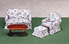 Dollhouse Miniature Living Room Set, Walnut, 4Pc