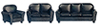 Dollhouse Miniature Living Room Set, Black Leather, 3Pc