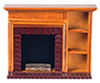Dollhouse Miniature Fireplace with Shelves, Walnut