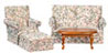 Dollhouse Miniature Living Room, Set, 4Pc, Walnut