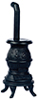 Dollhouse Miniature Pot Belly Stove, Black