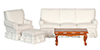 Living Room Set, 4 pc., White, Walnut