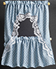 Dollhouse Miniature Curtains: Ruffled Cape, Blue Dots