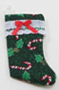 Stocking, Green Candy Cane Pattern With White Lace