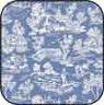 Dollhouse Miniature Cotton Fabric: Reverse Toile Blue