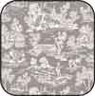 Dollhouse Miniature Cotton Fabric: Reverse Toile Grey