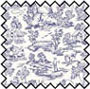 Dollhouse Miniature Silk Fabric: Champagne Toile Blue